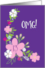 OMG UR 13th Birthday Purple Floral with Pinks card