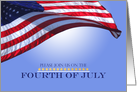 Invitation Patriotic Fourth of July US Flag Waving Blue Sky card