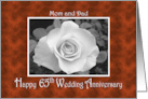 Mom and Dad 65th Anniversary White Rose on Tortoiseshell card