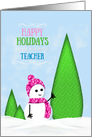 Teacher Christmas card with Snowman from Girl card