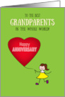 Grandparents Anniversary Stick Figure Girl Red Heart Best in World card