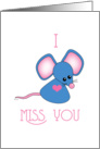 Miss You Feeling Blue Cute Sad Mouse card