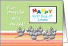 First Day of School Cute Mice and SMART Board card