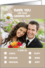 Thank you Wedding Gift Humorous Check Boxes List Photo Card