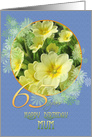 Happy 65th Birthday Mum Primroses Blue and Yellow card