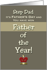Step Dad Father’s Day Humor Father of the Year! Claim your Prize. card