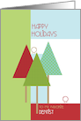 Happy Holidays to Dentist Trees and Birds Christmas Design card