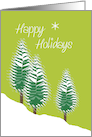 Happy Holidays Evergreen Trees in Snow Lime Green Contemporary card