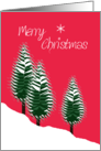 Merry Christmas Evergreen Trees in Snow Pink Star card