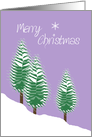 Merry Christmas Evergreen Trees in Snow Lavender Candy Contemporary card