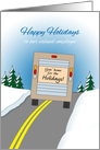 Employee Holiday Greetings Delivery Van on Road in the Snow card