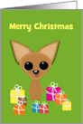 Merry Christmas Tan Chihuahua and Presents Margarita Humor Custom Text card