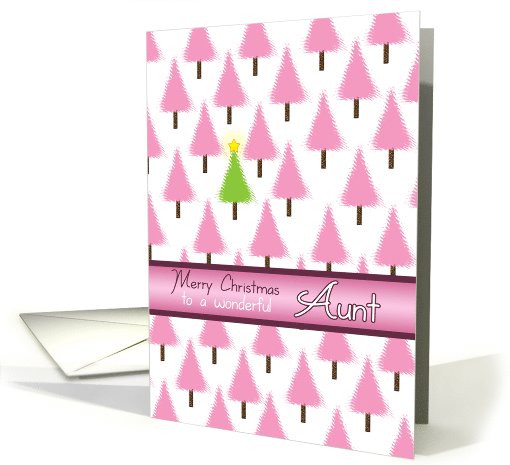 Aunt Merry Christmas Pink Trees and Green Tree with Star card