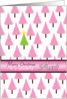 Aunt Merry Christmas Pink Trees and Green Tree with Star card