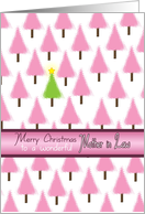 Mother in Law Merry Christmas Pink Trees and Green Tree with Star card