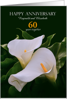 Wedding Anniversary Custom Year and Names White Calla Lilies 60th card