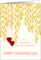 Valentine’s Day Brother and Wife Red Hearts on Strings card