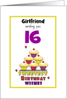 Girlfriend Sweet Sixteen Birthday Colorful Cupcakes Customizable card