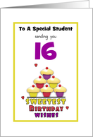 Student Sweet Sixteen Birthday Colorful Cupcakes Customizable card