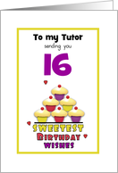 Tutor Sweet Sixteen Birthday Colorful Cupcakes Customizable card