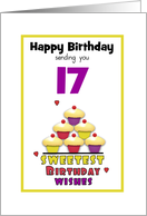 17th Teen Birthday Colorful Cupcakes Tier Customizable Age card