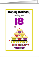 18th Teen Birthday Colorful Cupcakes Tier Customizable Age card