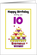 10th Tween Birthday Colorful Cupcakes Tier Customizable Age card