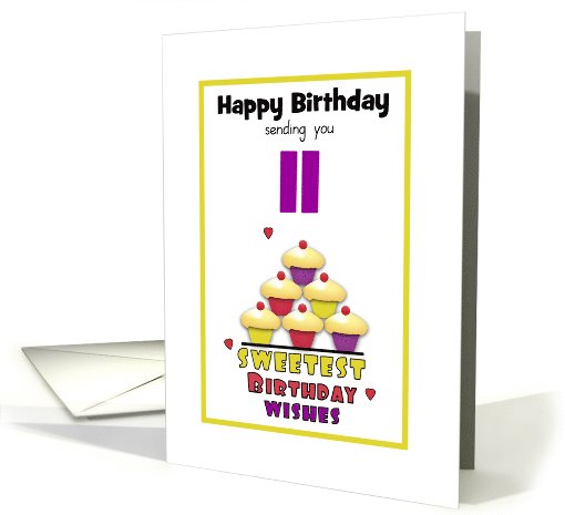 11th Tween Birthday Colorful Cupcakes Tier Customizable Age card