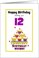 12th Tween Birthday Colorful Cupcakes Tier Customizable Age card