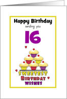 16th Birthday Colorful Cupcakes Tier Customizable Age card