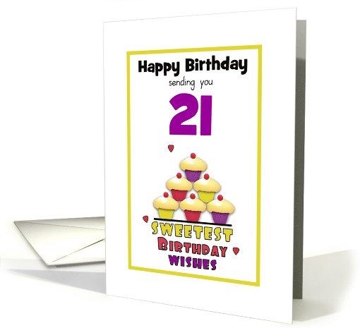 21st Birthday Colorful Cupcakes Tier Customizable Age card (1036273)