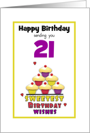 21st Birthday Colorful Cupcakes Tier Customizable Age card