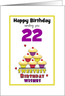 22nd Birthday Colorful Cupcakes Tier Customizable Age card