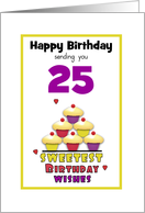 25th Birthday Colorful Cupcakes Tier Customizable Age card