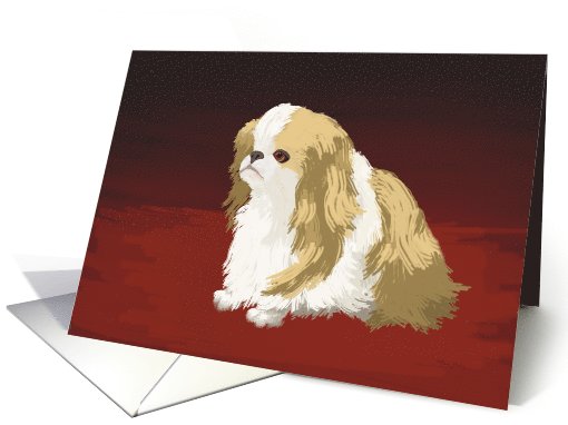 Japanese Chin Dog Lemon and White Digital art Blank Note card