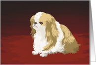Japanese Chin Dog Lemon and White Digital art Blank Note Card