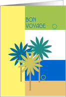 Bon Voyage Fun Tropical Design in Blue, Green and Yellow Cute Birds. card