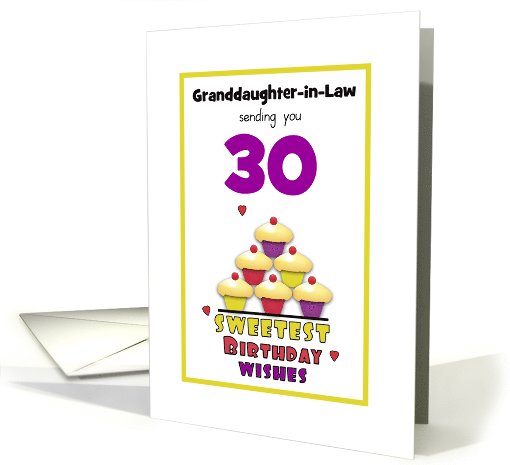 Granddaughter-in-Law 30th Birthday Colorful Cupcakes Custom Age card