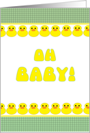 Baby Shower Oh Baby! Cute Yellow Duckies in a Row card