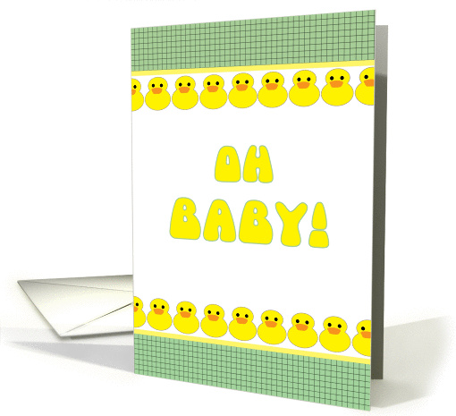Baby Shower Invitation Oh Baby! Cute Yellow Duckies in a Row card