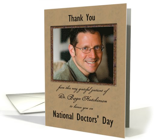 Grateful Patient National Doctors' Day Thank You Brown Wood Photo card