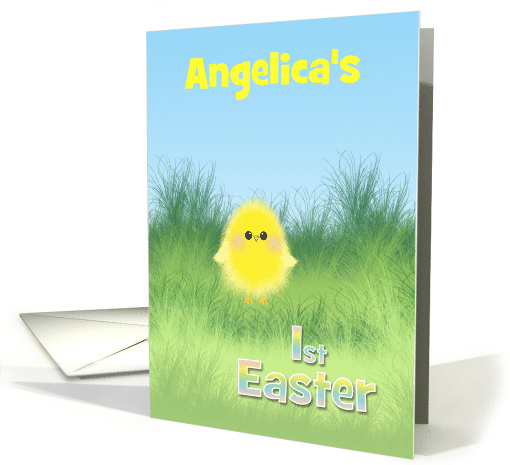 First Easter for Baby Angelica Add Name Cute Fluffy Chick... (1064419)