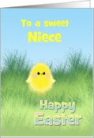 Niece Easter Cute Fluffy Chick in Grass Custom Relation card