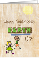 Earth Day Wedding Anniversary April 22nd Word Art Stick Kids Humor card