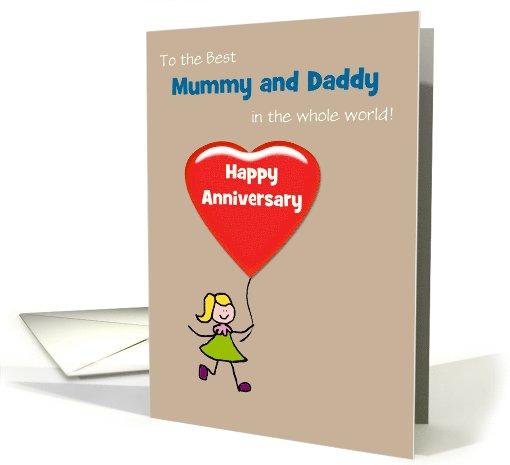 Anniversary Mummy and Daddy Cute Girl and Red Heart... (1069349)