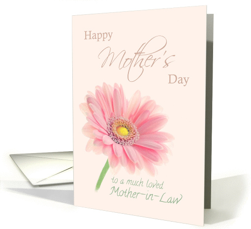 Mother-in-Law Happy Mother's Day Pink Gerbera Daisy on Shell Pink card