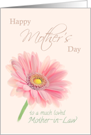 Mother-in-Law Happy Mother’s Day Pink Gerbera Daisy on Shell Pink card