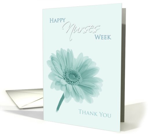 Happy Nurses Week Thank you Gerbera Daisy in Pale Aqua Tones card