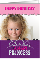 Pageant Princess Happy Birthday Tiara in Pink and Purple Photo Card