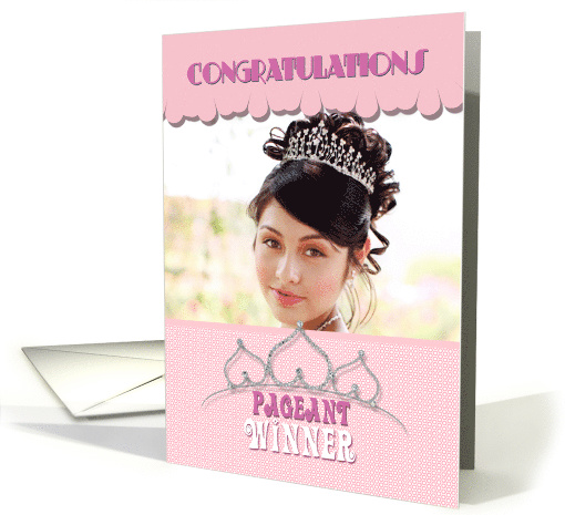 Pageant Winner Congratulations Winner Tiara in Pale Pink Photo card